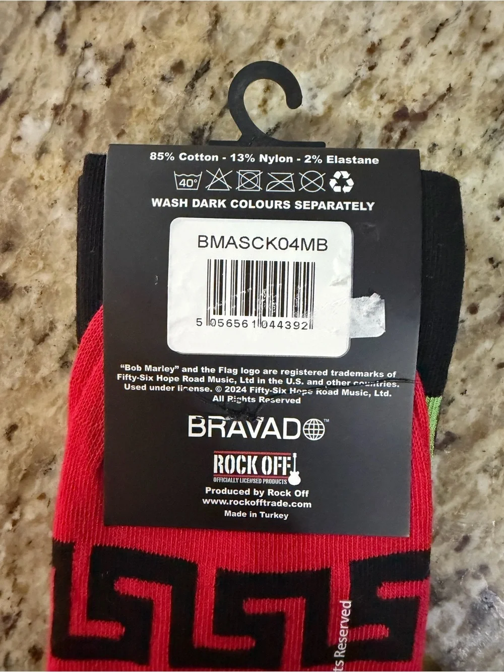 Bob Marley Bravado Black, Green & Yellow Patterned Crew Socks